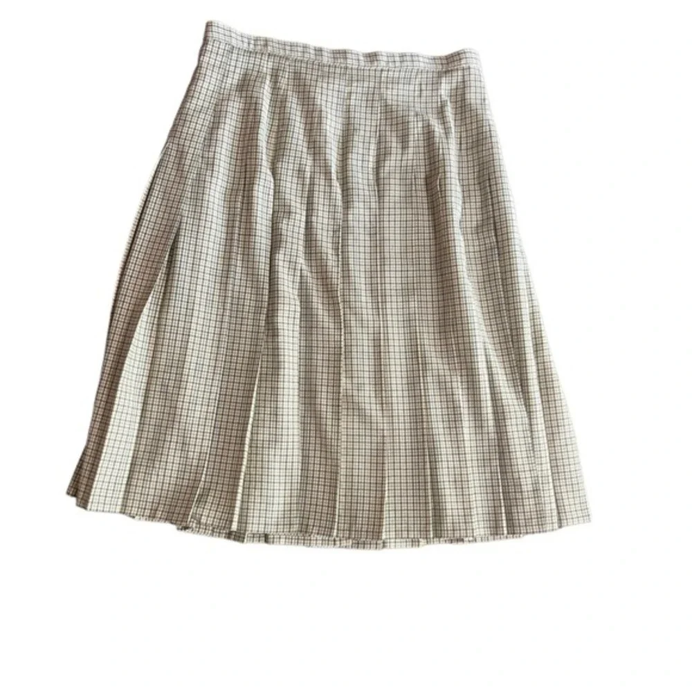 Vintage Bill Blass USA Tattersall Plaid Suit Double Breasted Box Pleat Skirt 14